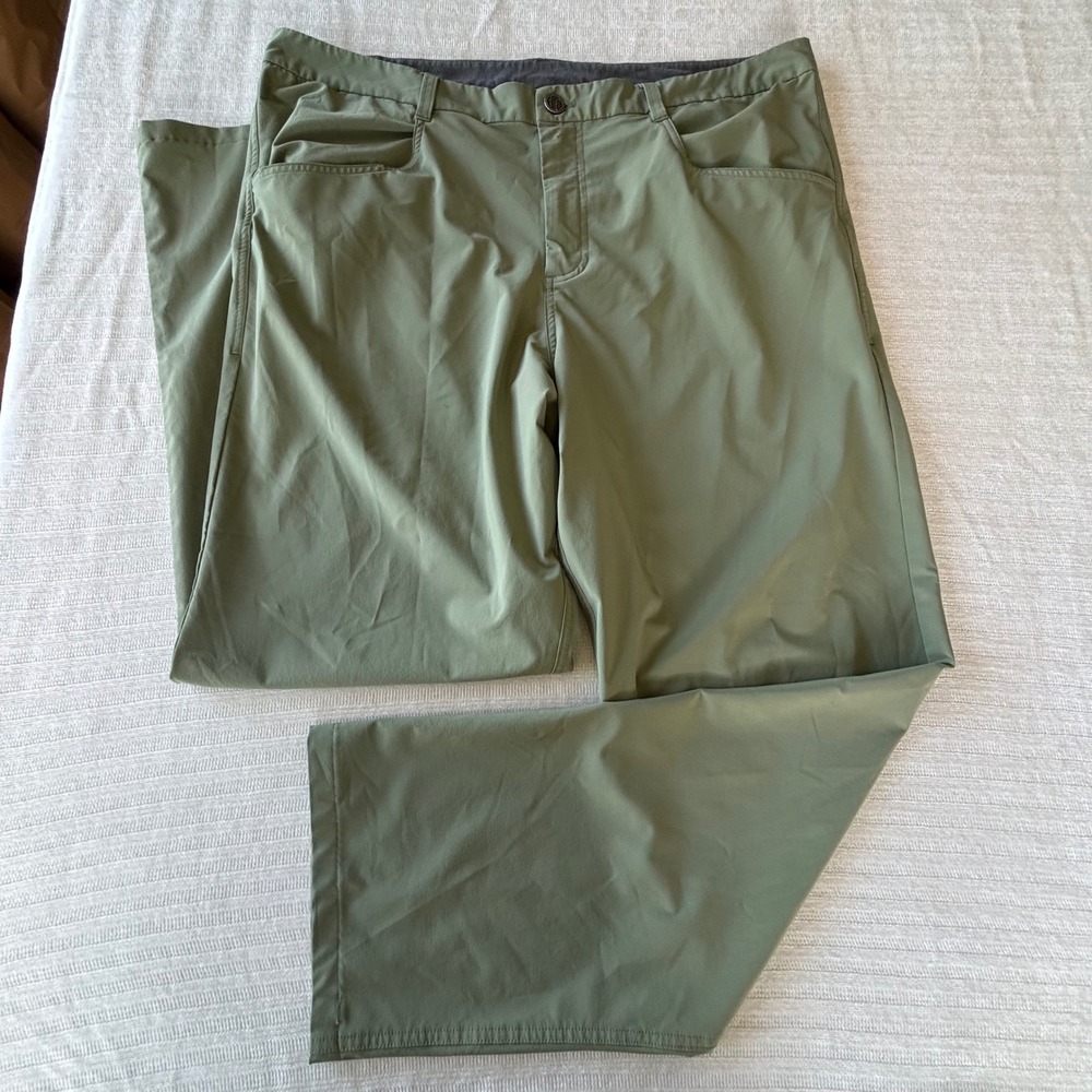 Free Fly Mens Nomad Pants Olive Green Bamboo Lining Stretch Golf 38x30